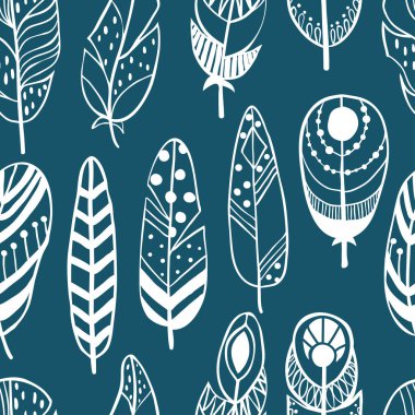 Elle çizilmiş karalama tüyleriyle kusursuz desen