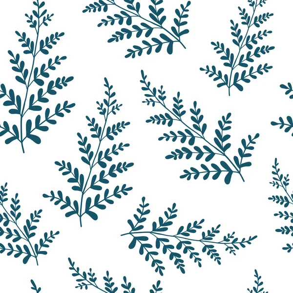 Feuilles de fougère tirées à la main. Modèle sans couture vectoriel — Image vectorielle