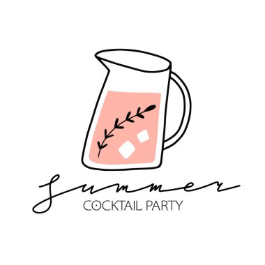 Elle çizilmiş taze kokteyller seti