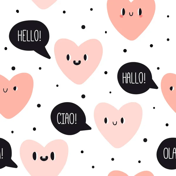 Cute emotion hearts with speech bubbles