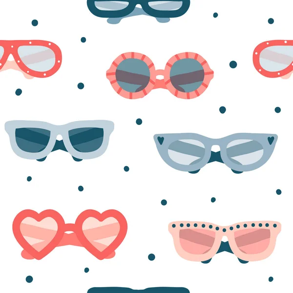 Óculos de verão coloridos padrão sem costura — Vetor de Stock