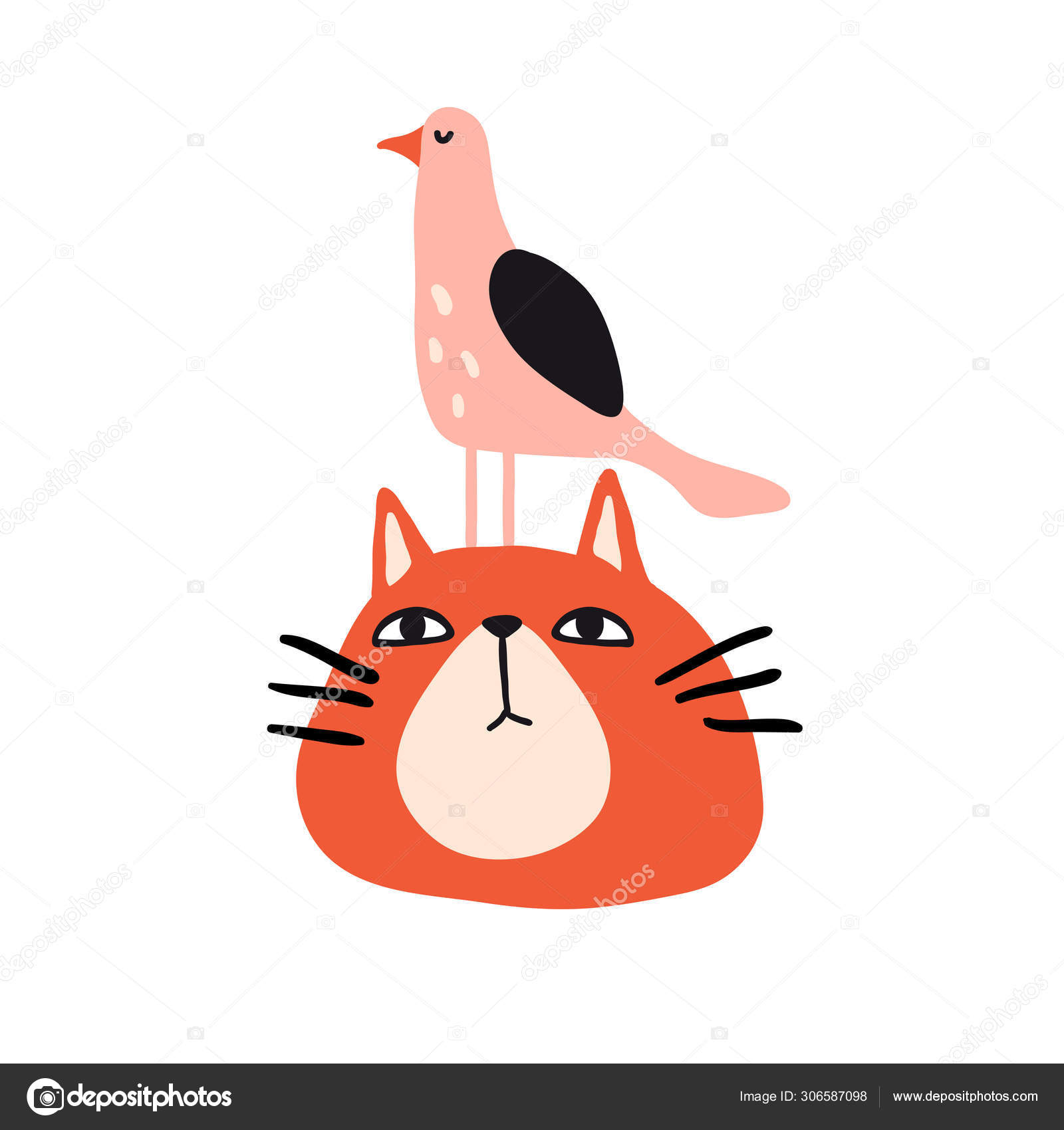 Drole De Chat Et D Oiseau Design Mignon Pour Carte Image Vectorielle Par Lenanikolaeva C Illustration Drole De Chat Et D Oiseau Design Mignon Pour Carte Image Vectorielle Par Lenanikolaeva C Illustration