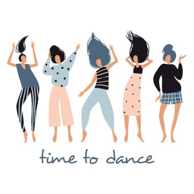 Time to dance. Funny dancing girls clipart