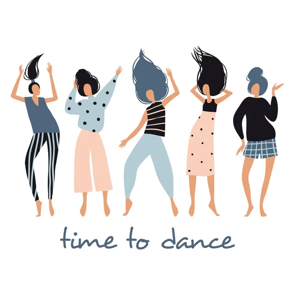 Es hora de bailar. Chicas bailando graciosas — Vector de stock