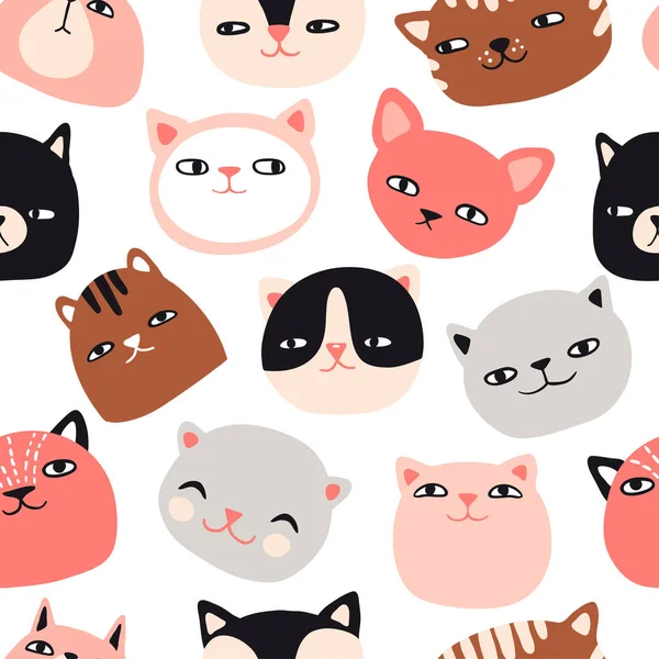 Funny cats seamless pattern — Stock Vector