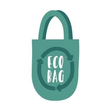 Eko çanta. Güzel sıfır atık posteri, baskı ya da logo. El yapımı eko!