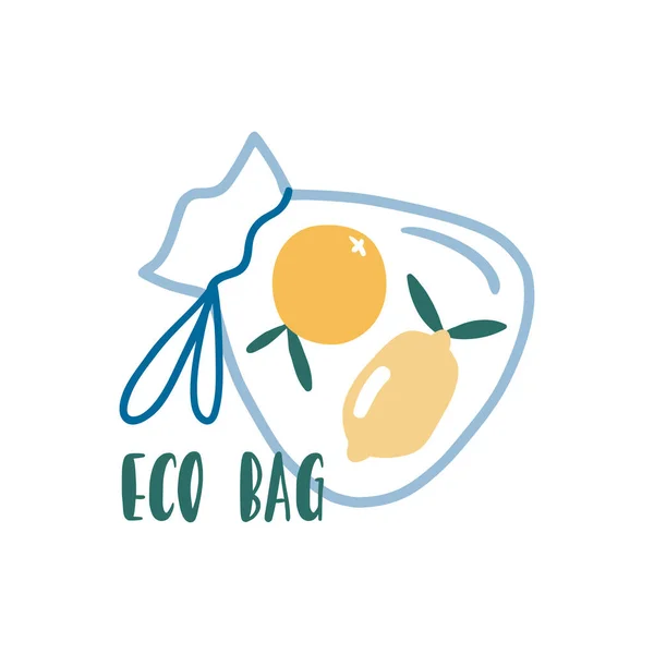 Эко-сумка. Симпатичный ноль отходов — стоковый вектор