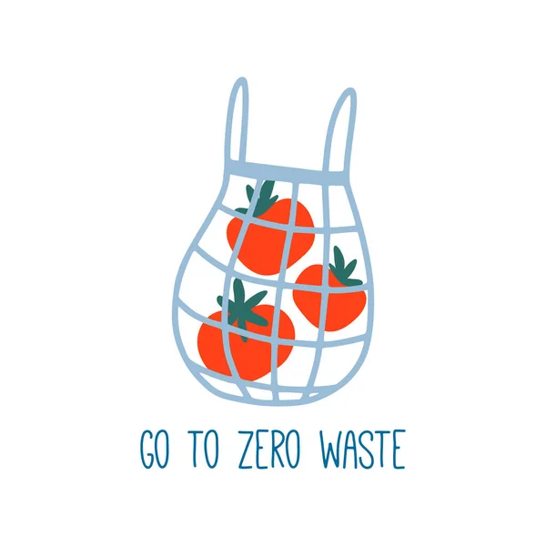 Go te zero waste. Cute zero waste poster — Stock Vector