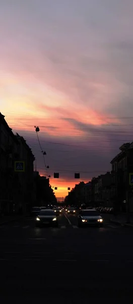 San Petersburgo Tráfico Por Noche — Foto de Stock