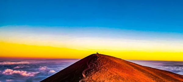 Puesta Sol Cumbre Mauna Kea Isla Grande Hawaii —  Fotos de Stock