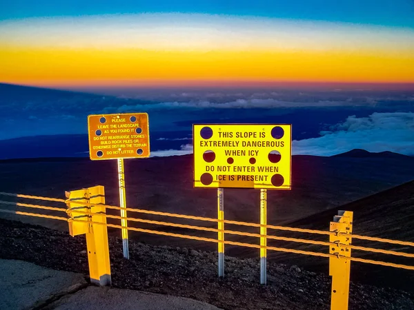 Coucher Soleil Sur Sommet Mauna Kea Sur Grande Île Hawaï — Photo