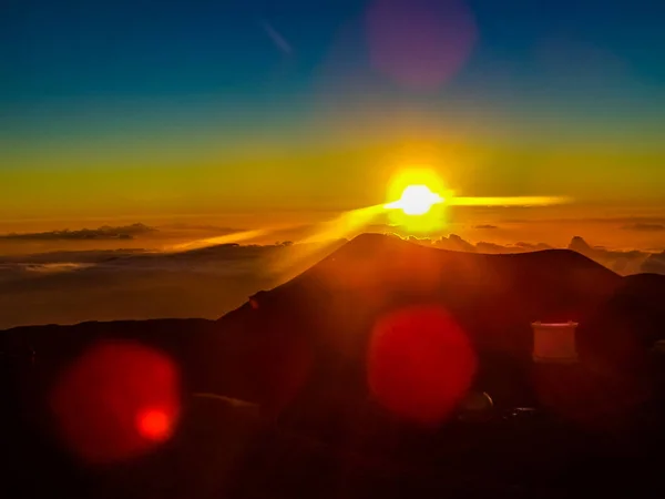 Coucher Soleil Sur Sommet Mauna Kea Sur Grande Île Hawaï — Photo