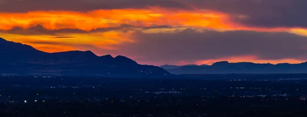 Puesta Sol Sobre Salt Lake Valley Utah — Foto de Stock
