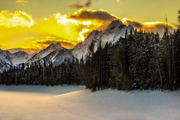 ワイオミング州グランドティトン国立公園の冬の日 — ストック写真