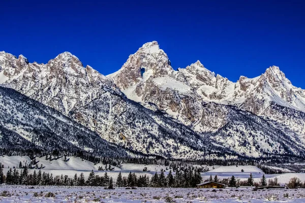 Zimowy Dzień Parku Narodowym Grand Teton Wyoming — Zdjęcie stockowe