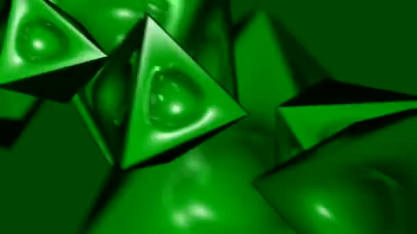 Зеленые Вращающиеся Пирамиды Пирамиды — стоковое видео