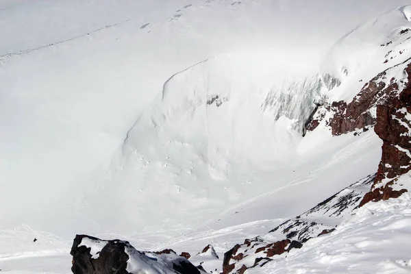 Nevada Ladera Montaña Avalancha Glaciar Cáucaso — Foto de Stock