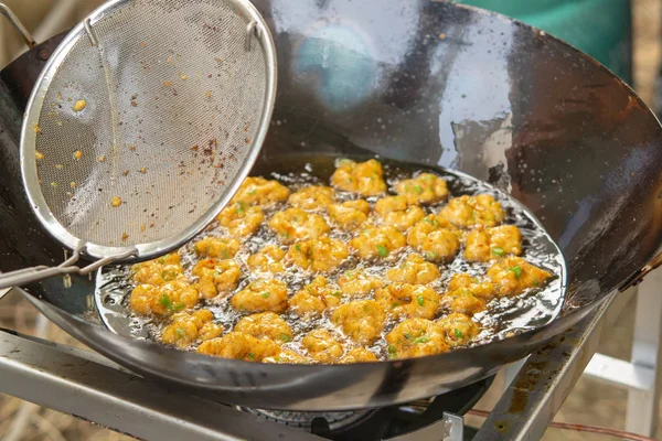 Gefrituurde Viskoekjes Pan Thais Eten — Stockfoto