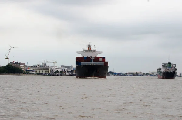 Nave Portacontainer Importa Esporta Prodotti Commerciali Logistici — Foto Stock
