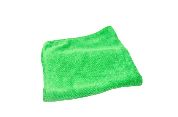 Tissu Microfibre Vert Sur Fond Blanc — Photo