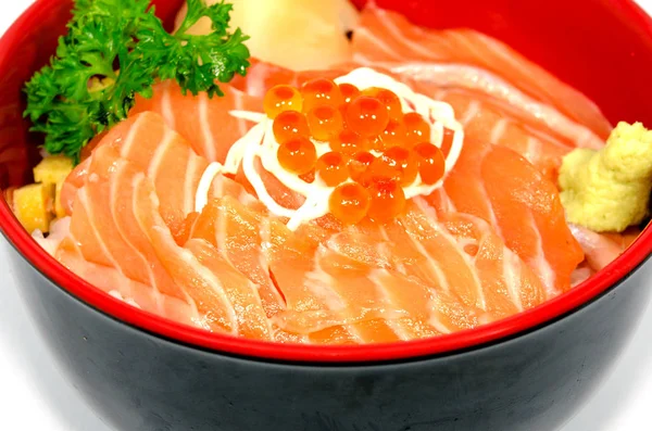 Comida Japonesa Tobogán Salmón Sashimi Fresco —  Fotos de Stock