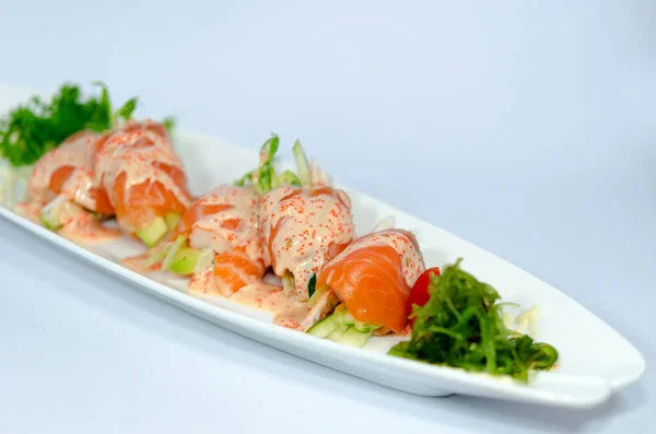 Sashimi Rolls Cocina Japonesa Fresca —  Fotos de Stock