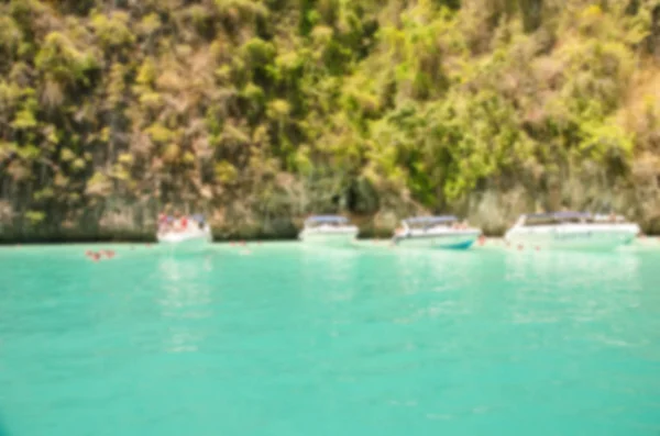 Blur Playa Tropical Barco Puede Utilizar Para Exhibición — Foto de Stock