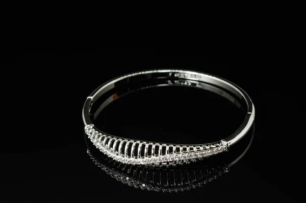 Women Fashion Bracelet Jewelry Black Background — Stock Photo, Image