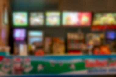 İnsanlar dükkanda yemek siparişi bulanıklık. Arka plan görüntüsü olarak kullanın.