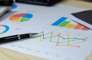 Finansal grafik analizi ve kalem.