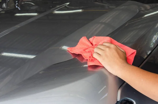 Hand Microfiber Cloth Wipe Car Clean — Stock Photo, Image