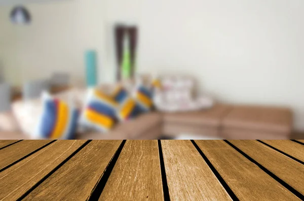 Empty wooden planks blur  living room