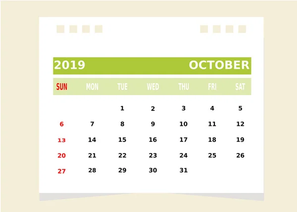 Kalendermonat Oktober — Stockvektor