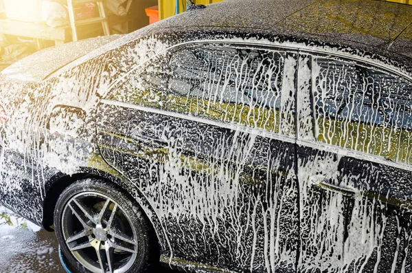 Lavado de coches con espuma — Foto de Stock