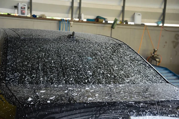 Car wash with foam — Stock Photo, Image