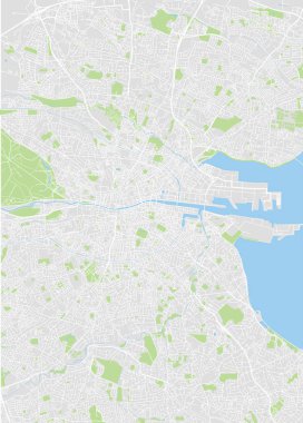 Detaylı vektör renk Dublin Haritası