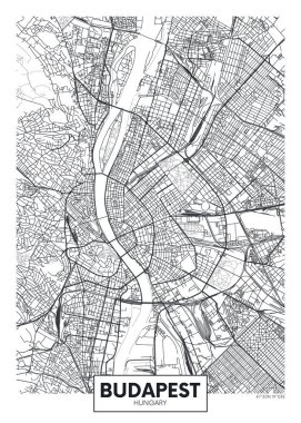 Detaylı vektör poster şehir haritası Budapeşte