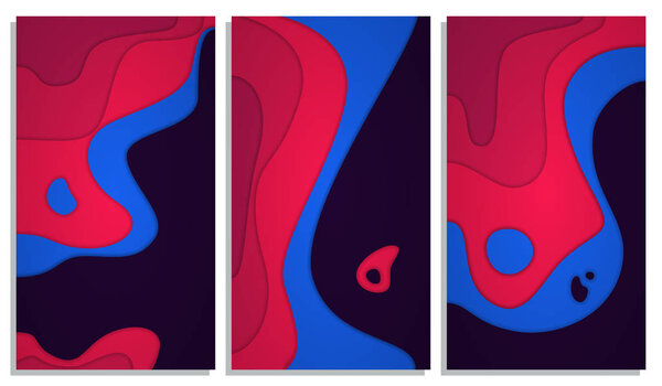 Абстрактный цветной набор векторных иллюстраций из бумаги
