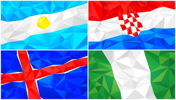 Bandera Poli Baja Conjunto Fondo Triangular Poligonal Abstracto — Vector de stock