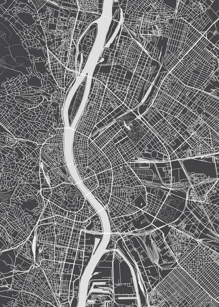Budapeste Planta Cidade Mapa Vetorial Detalhado — Vetor de Stock