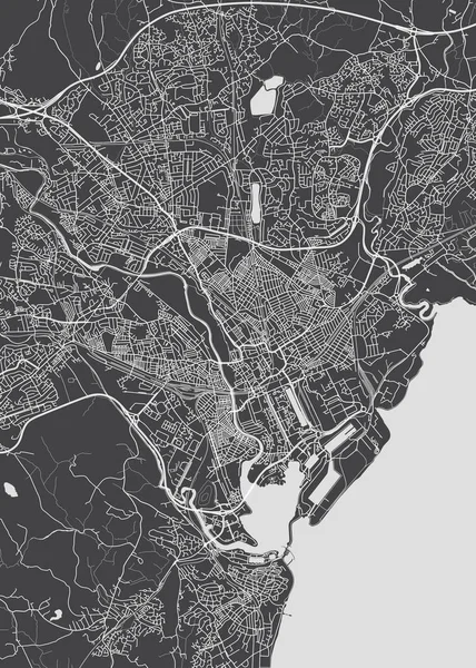 Monocromático Cidade Plano Detalhado Cardiff —  Vetores de Stock