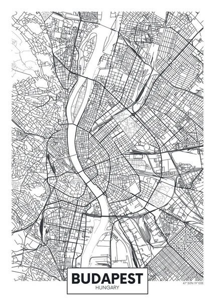 Affiche Vectorielle Détaillée Carte Ville Budapest — Image vectorielle