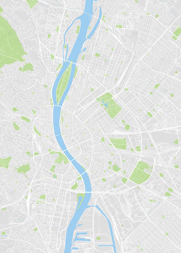 Budapest colored vector map