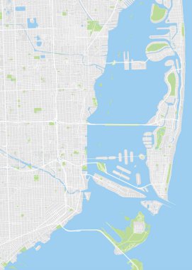 Şehir haritası Miami, renk ayrıntılı plan, vektör çizim