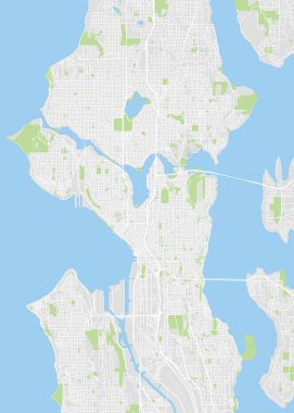 Şehir haritası Seattle, renk ayrıntılı plan, vektör çizim