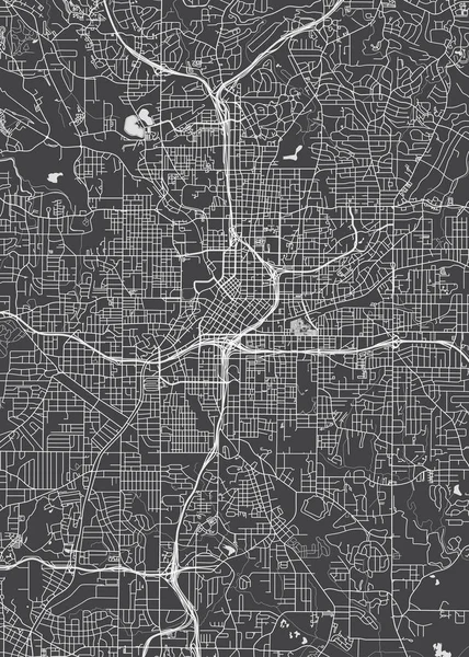 Várostérkép Atlanta Fekete Fehér Részletes Terv Vektoros Illusztráció — Stock Vector