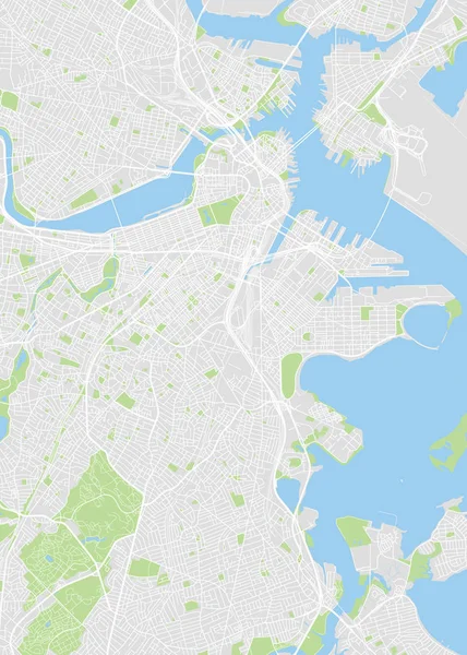 Mapa Ciudad Boston Plano Detallado Color Ilustración Vectorial — Vector de stock