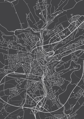 Şehir haritası Lüksemburg, tek renkli detaylı plan, vektör ıllustrati