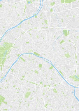 Şehir haritası Paris, renk detaylı plan, vektör illüstrasyon