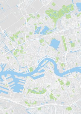 Şehir haritası Rotterdam, renk detaylı planı, vektör illüstrasyon